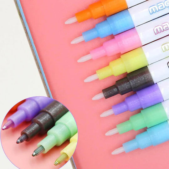 🖊️✨ Double Line Outline Pens – 12 Piece Set