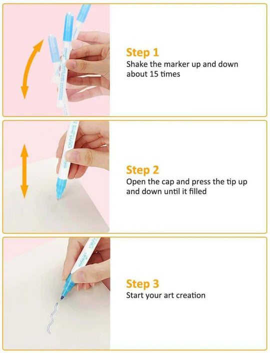 🖊️✨ Double Line Outline Pens – 12 Piece Set