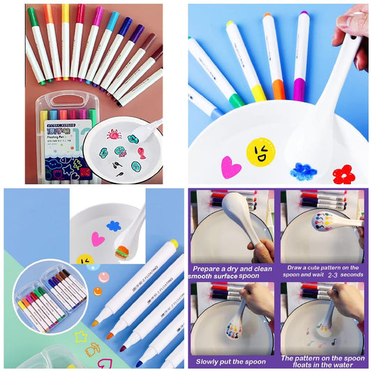 🎨 Floating Water Colour Pens – 12 Piece Set ✨