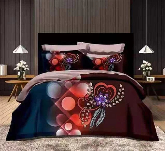 Decorative bedspread with floral patterns.