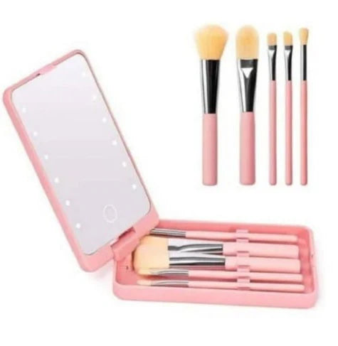 💄 LED Mirror & Brush Case Set