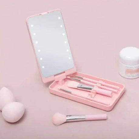 💄 LED Mirror & Brush Case Set