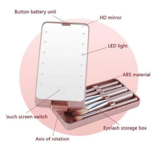 💄 LED Mirror & Brush Case Set