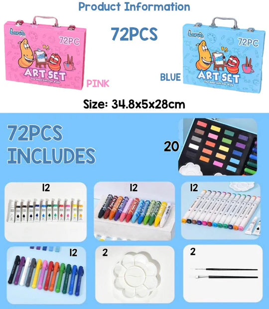 🎨 72-Piece or 82-Piece Larva Art Set – In a Premium Wooden Case
