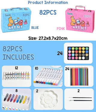 🎨 72-Piece or 82-Piece Larva Art Set – In a Premium Wooden Case