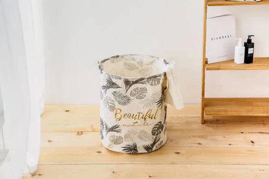 🍃 Leaf Print Foldable Laundry Basket
