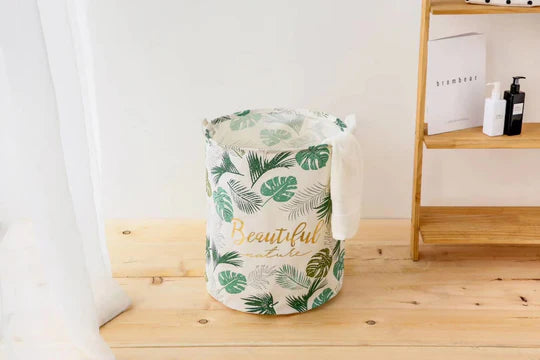🍃 Leaf Print Foldable Laundry Basket