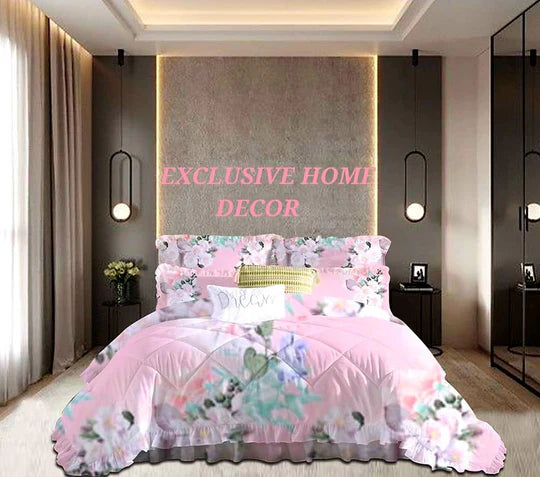 🌸 Frill Comforter Set – 5 Piece (New Design)