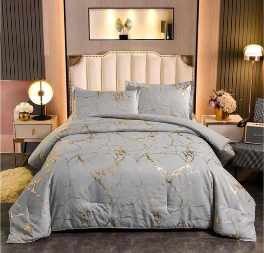 👑 King Marble Comforter Set – 5 Piece