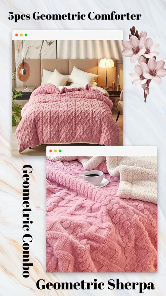 🟦 Geometric Combo – 6 Piece Bedding Set