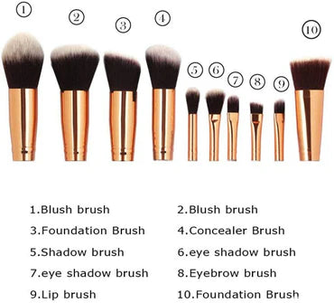 ✨ Marble Style 10-Piece Professional Makeup Brush Set