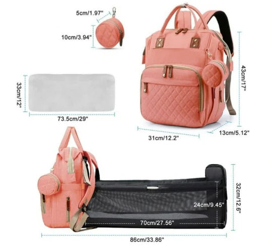 🎒 Multi-Functional Baby Diaper Bag & Bed