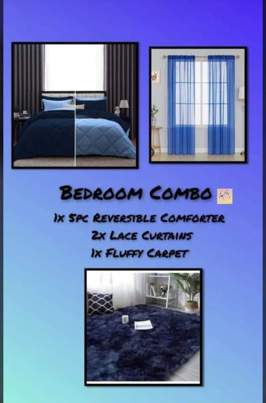 🛏️ Reversible Comforter Bedroom Combo – Complete 8 Piece Set