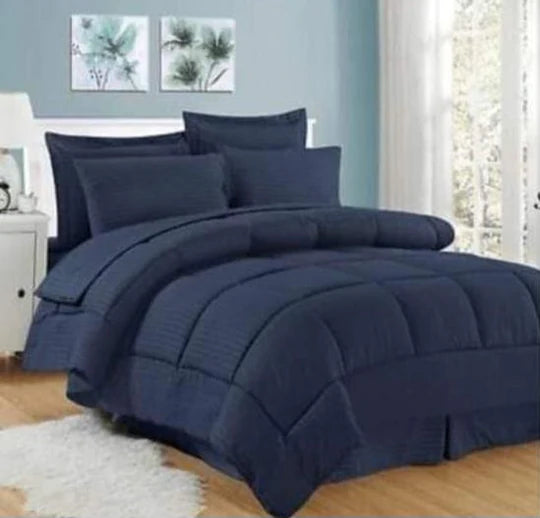 🧺 Plain Block Comforter Set – 5-Piece Everyday Elegance