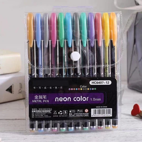 🌈✨ Neon Color Pen Set – 12 Pieces