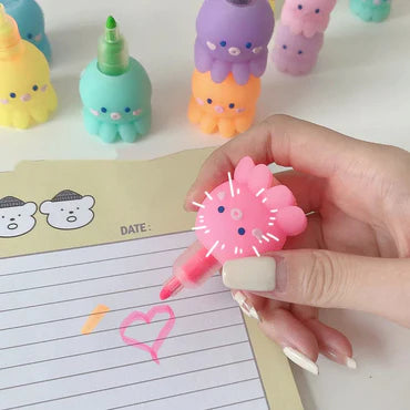 🦑✨ Octopus Shaped Highlighters – 6 Piece Set