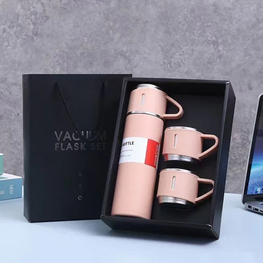 🔥❄️ Double Wall Stainless Steel Vacuum Flask Set – 500ml
