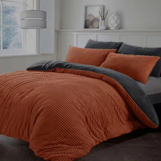 🧶 Corduroy Velvet Comforter Set – 4 Piece