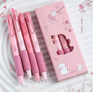 🌸🖊️ Pink Gel Pen Set – Pack of 4 (Black Ink)