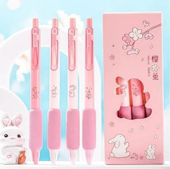 🌸🖊️ Pink Gel Pen Set – Pack of 4 (Black Ink)