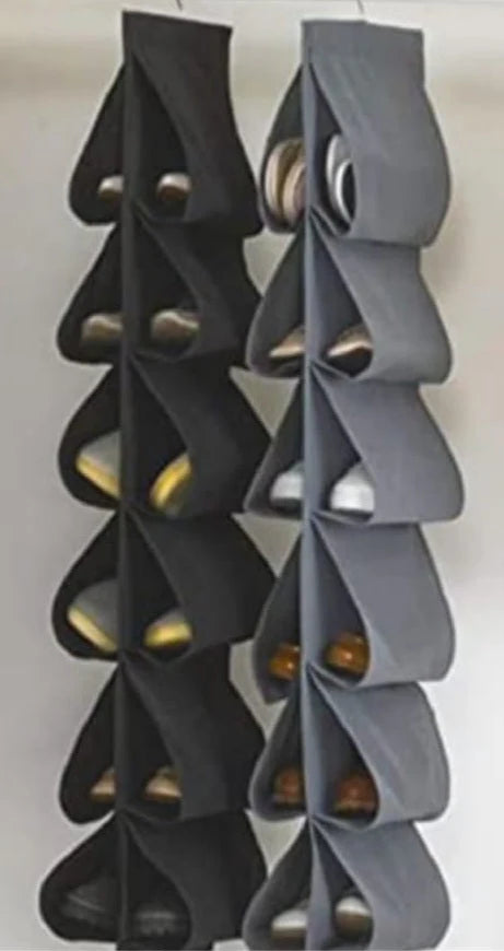 🖤 Pocket Shoe Organiser – Black (12-Shelf Hanging Design)