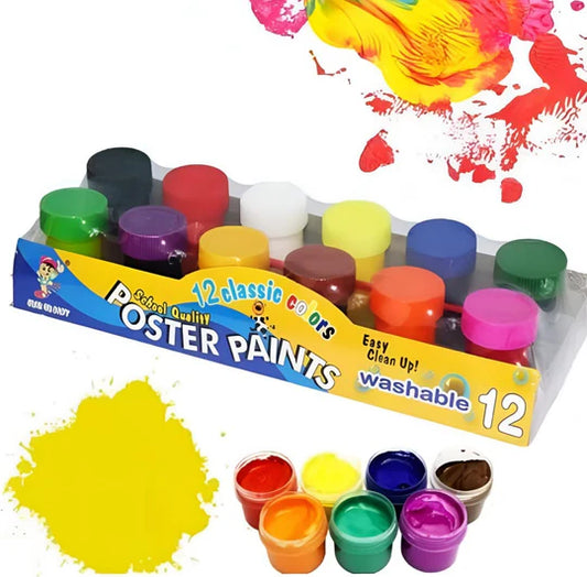 🎨✨ Poster Paint Set – 12 Classic Colours