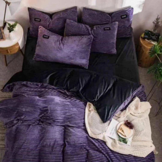 🧶 Corduroy Velvet Comforter Set – 4 Piece