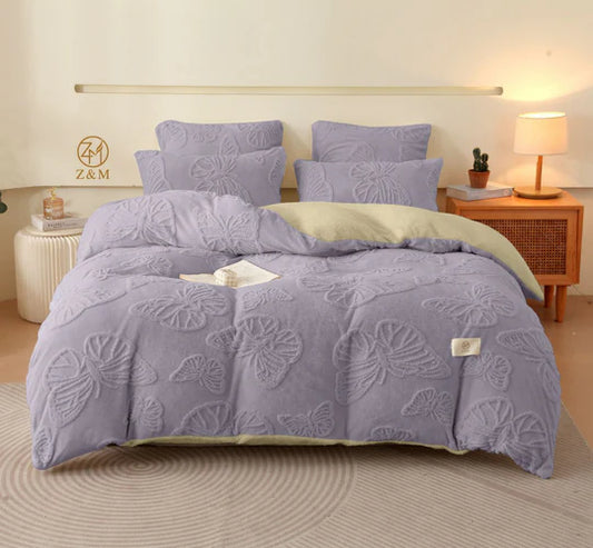 🦋 Geometric Butterfly Sherpa Comforter Set – 5 Piece