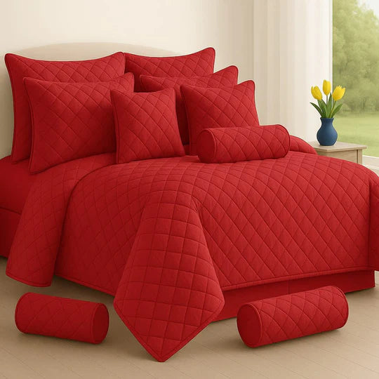 🛌 Plain Elegance Bedspread Set – 9 Piece