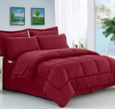 🧺 Plain Block Comforter Set – 5-Piece Everyday Elegance