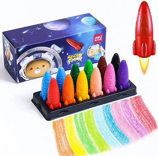🚀Spaceship Crayons – Fun, Safe & Easy for Little Hands!