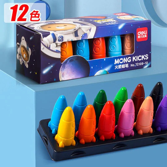 🚀Spaceship Crayons – Fun, Safe & Easy for Little Hands!