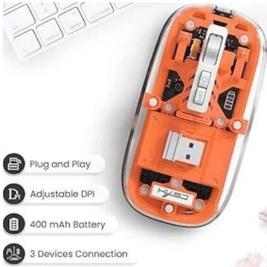 🖱️ Transparent 3-Device Magnetic Wireless Mouse