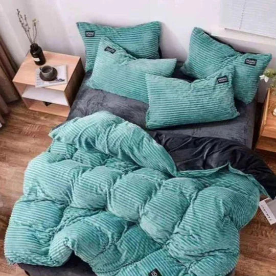 🧶 Corduroy Velvet Comforter Set – 4 Piece