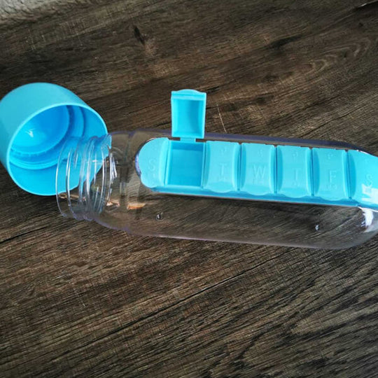 💧 Water Bottle with Pill Storage – Pastel (600ml)