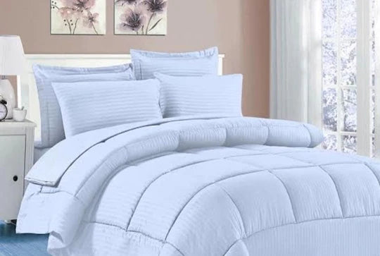 🧺 Plain Block Comforter Set – 5-Piece Everyday Elegance