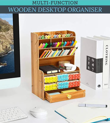 🗂️Wooden Stationery Organiser – With Handy Drawer!