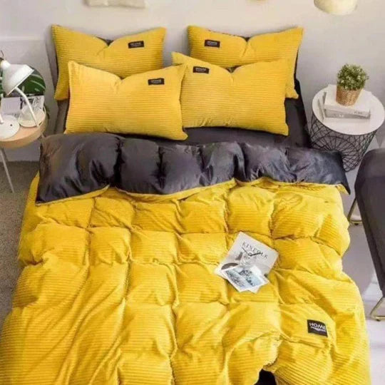 🧶 Corduroy Velvet Comforter Set – 4 Piece