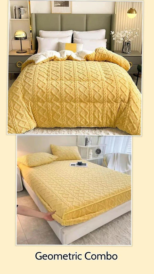 🔷 Geometric Fleece Combo – 8 Piece Comfort & Protection Set